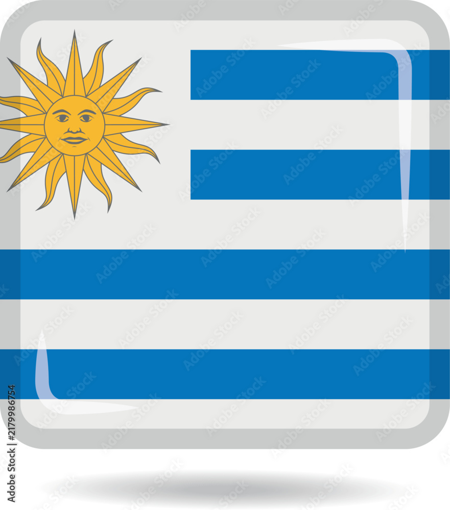 Fototapeta premium Square shape icon of the national flag of Uruguay Vector illustration