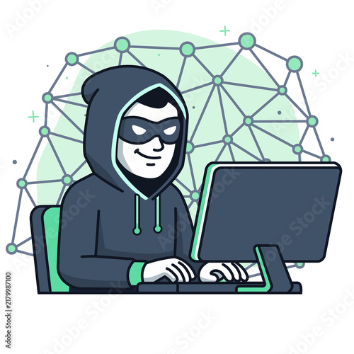 Obraz na płótnie 悪事を働くハッカー（ネットワーク）