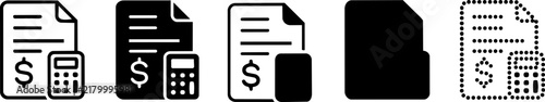 Financial document with calculator silhouette during accounting in simple clean style
