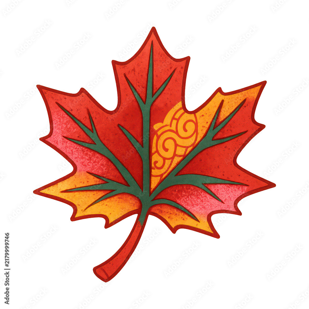 Obraz premium PNG Vibrant autumn maple leaf illustration.