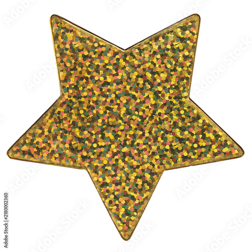 Gold Glitter Star Sticker Holographic isolated on Transparent Background