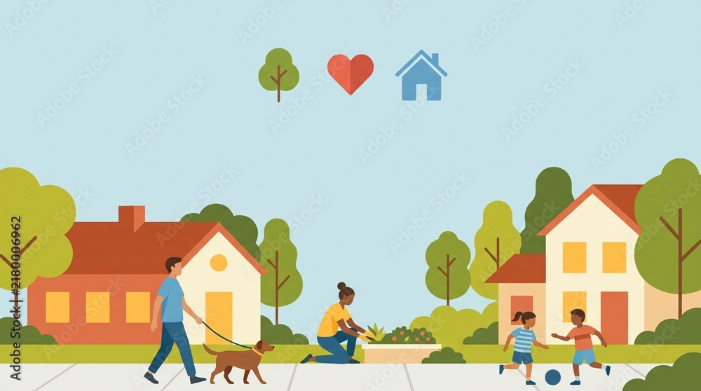 Fototapeta premium Neighbors enjoying activities together in neighborhood