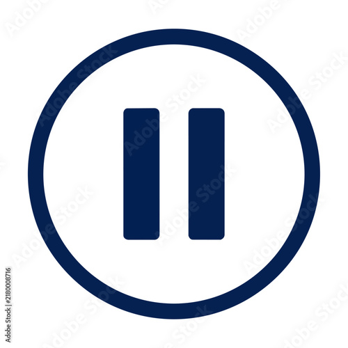 Minimalist pause button icon with two vertical rectangles inside a circular frame on a solid background, modern user interface element concept