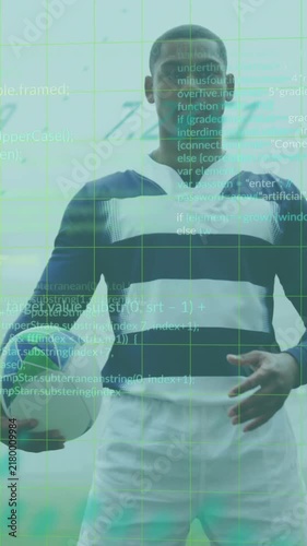 Animation of data processing over rugby players