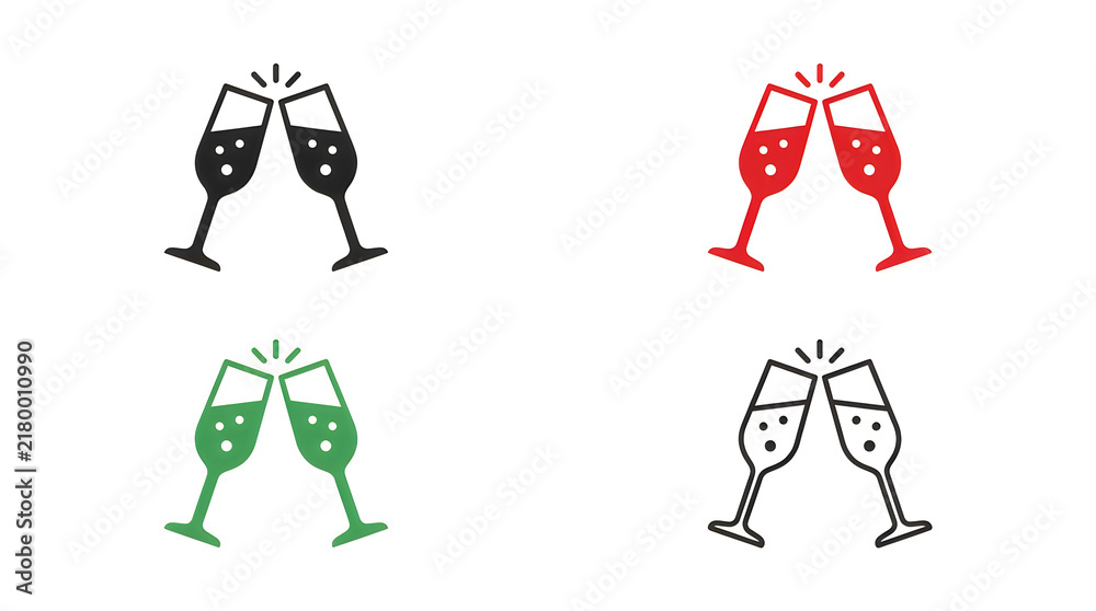 Fototapeta premium Two wine glasses clinking in celebration