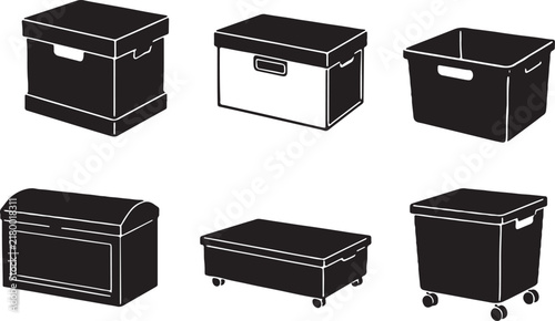 Storage and Organization Black Silhouette Clipart Collection