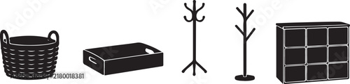 Entryway Organization Black Silhouette Clipart Collection