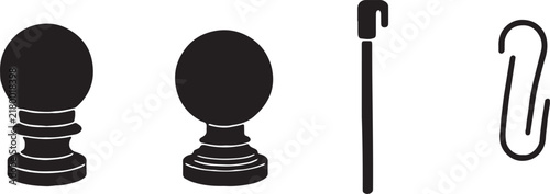 Curtain and Blind Hardware Black Silhouette Clipart Collection