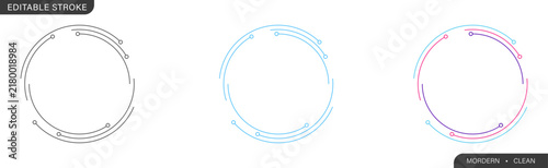 Modern Circular Tech Line Frames  Editable Stroke Design