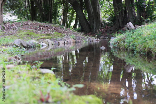 岡山県津山市衆楽園を流れる人口の小川