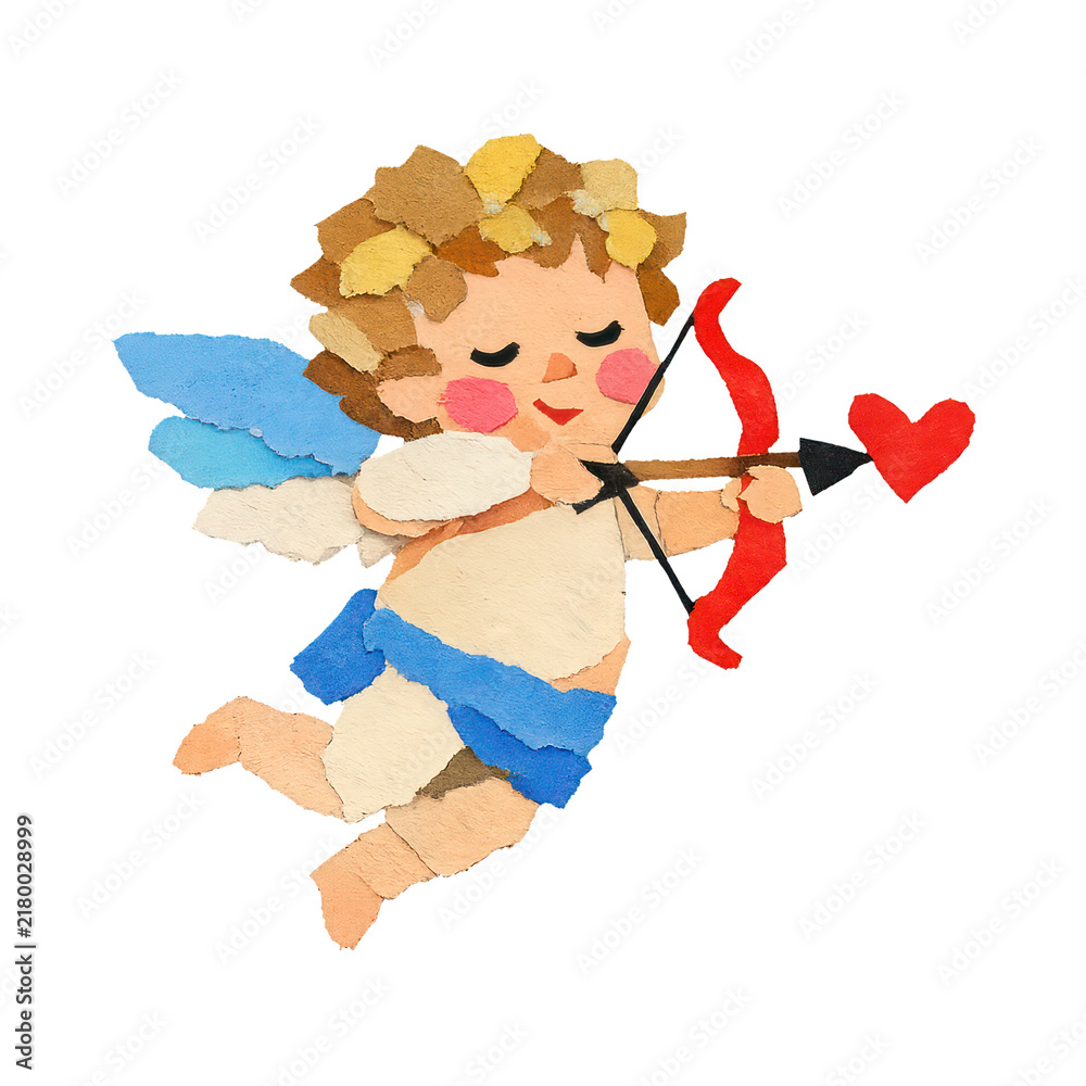 Fototapeta premium PNG Cute cherub with heart arrow