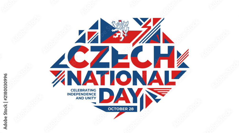 Fototapeta premium Czech National Day Geometric Typography Graphic