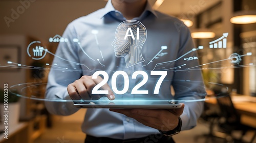 Ai technology concept showing 2027 digital innovation in modern business