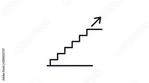Line Art Icon of Staircase Representing Progress, Growth, Career Development, and Ascension