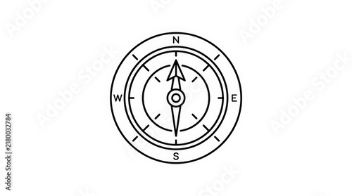 Line Art Compass Icon Representing Direction, Navigation, Guidance, and Strategic Planning
