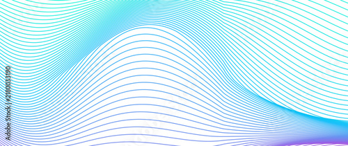 Elegant horizontal background with flowing blue and teal wavy lines creating a rhythmic pattern of water or wind, ideal for serene corporate presentations and modern technology interfaces.