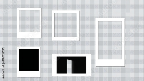 Set of blank polaroid photo frames for displaying memories and pictures