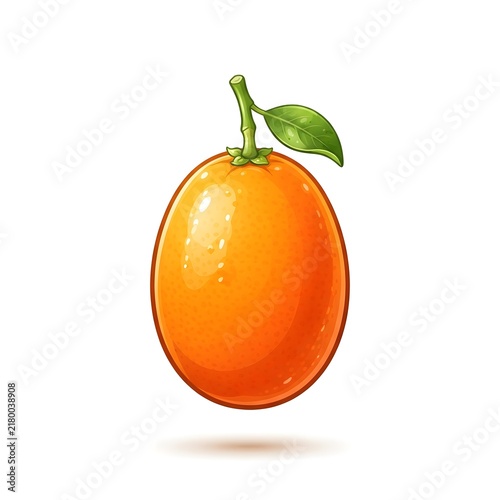 Bright Orange Fruit with Green Leaf