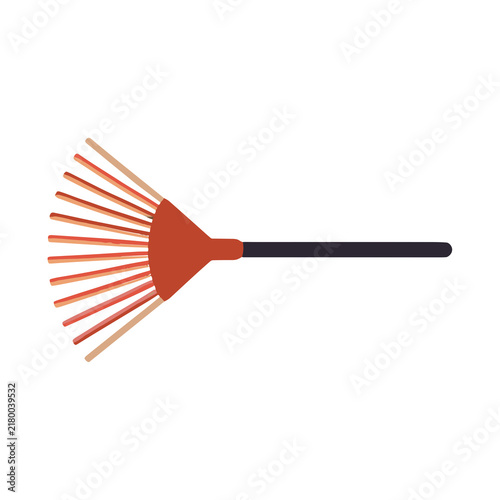 Obraz na płótnie Leaf rake with orange head and black handle