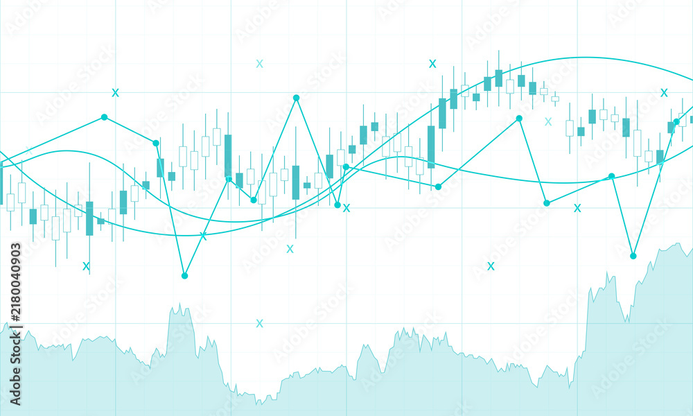 Obraz premium Stock Market Chart with Candlestick Patterns and Multiple Dynamic Line Graphs on a Grid Background. Business Stock Photo on Transparent Background