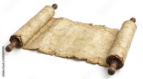 Ancient rolled parchment scroll isolated on a white background with parchment paper antique document historical parchment vintage manuscript aged paper roll parchment document isolated