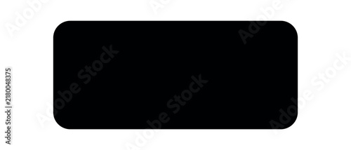 Blank rounded rectangle button frame icon featuring solid black filled style for website navigation, labels, and interface designs.