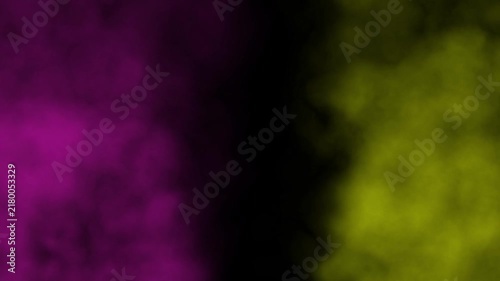 Dual color purple and yellow smoke on edges with black copy space