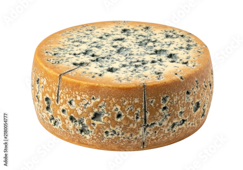 Round cheese with green herbs on top
