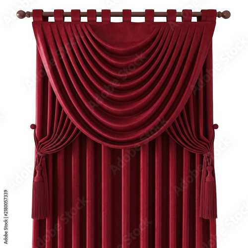 Red velvet theater curtain with elegant drapes