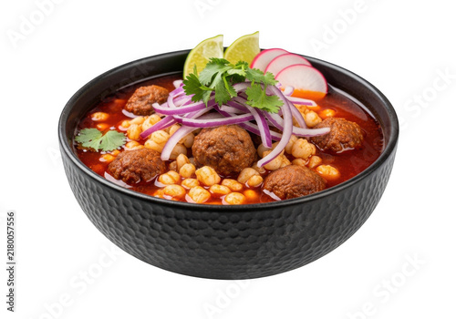Bowl of delicious ramen noodle soup with toppings