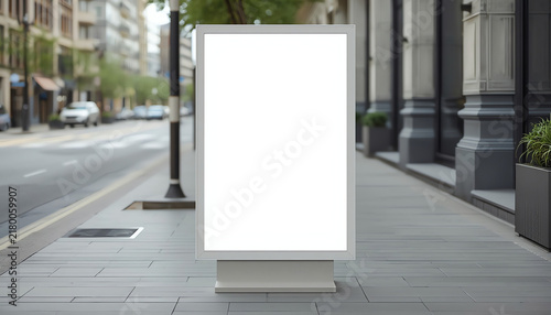 Mockup billboards or white promotion poster displayed on the front of the restaurant, coffee shop Promotion information for marketing announcements and details