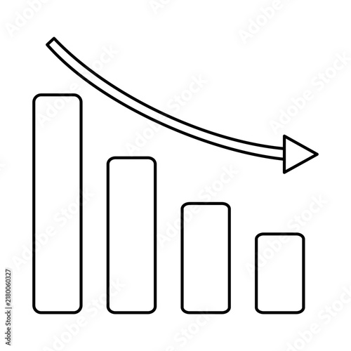 Line Art Vector Graphic: Bar Chart Depicting Financial Loss and Bankruptcy