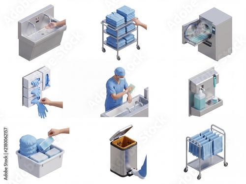 Medical hygiene and sterilization equipment set for hospital safety