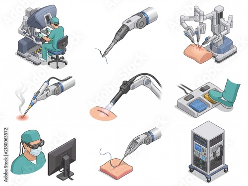 Isometric robotic surgery equipment and medical procedures