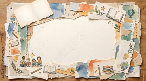 Creative Book and Paper Frame Background
