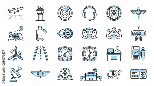 Airport and Aviation Icons Set