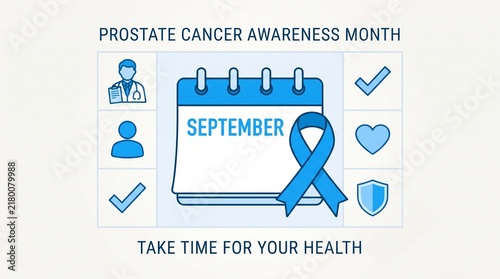 Prostate cancer awareness month september icon set