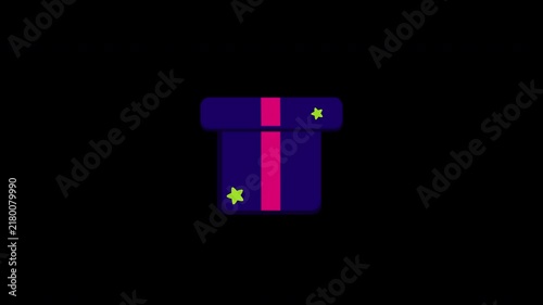 Gift Box animation. Alpha matte with transparent background with 4K Resolution.