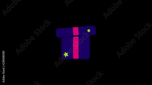 Gift Box animation. Alpha matte with transparent background with 4K Resolution.