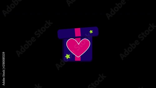 Gift Box animation. Alpha matte with transparent background with 4K Resolution.