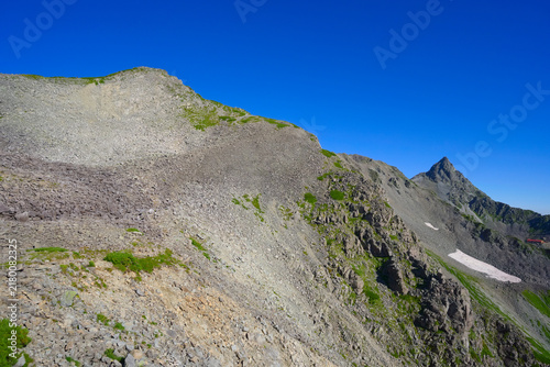 Bild auf Leinwand 北アルプスの中岳中腹から望む中岳と槍ヶ岳