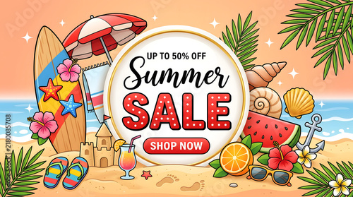 Modern E Commerce Sale Graphic with Floating Percentage Blocks and Clean Space