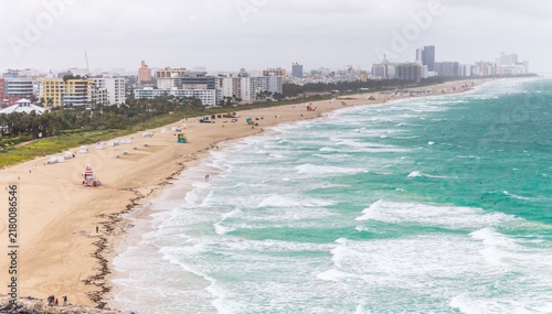 Canvas Print Aerial view of South beach in Miami, USA