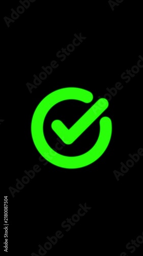 Right Check Mark Icon Animation on Black Background. Tick Mark Icon Animation. Check Mark, Tick, Yes, OK Symbol Animation. approved tick mark icon.