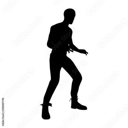 Cartoon zombie monster silhouette. Spooky and scary character. Isolated on white background.