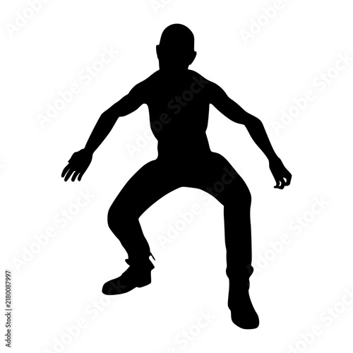 Cartoon zombie monster silhouette. Spooky and scary character. Isolated on white background.