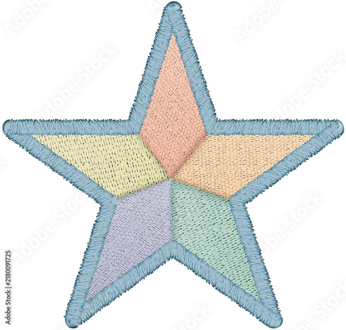 Pastel Patchwork Embroidered Five Point Star Design