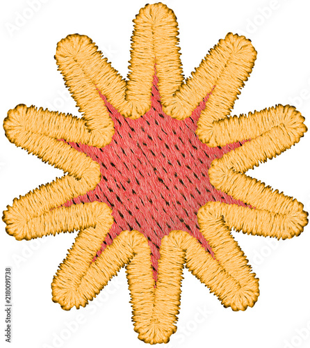 Orange Embroidered Sunburst With Red Center Patch
