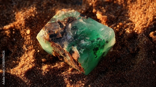 Vibrant green variscite gemstone with intricate brown matrix texture