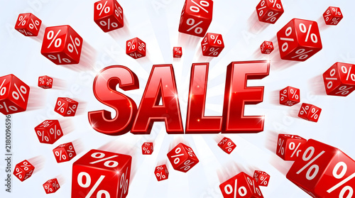 Red Sale Typography Banner with Percentage Discount Elements